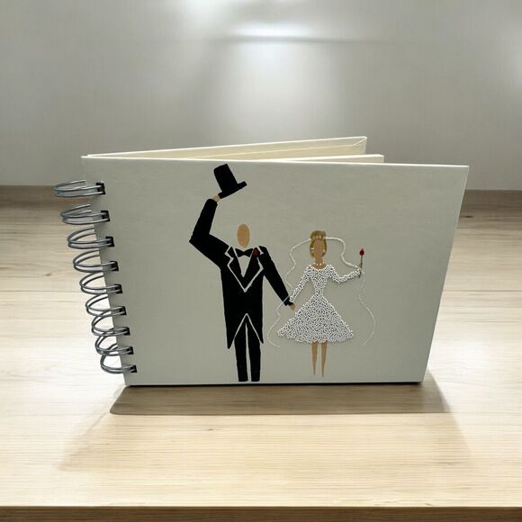 Studio Dadre Art, Hand Carved & Pressed Embellished Wedding  Guest Sign In Book - Picture 1 of 3